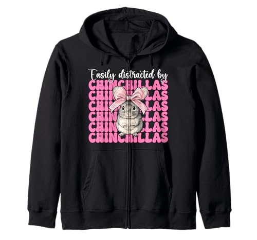 Leicht abgelenkt von Chinchillas Chinchilla Pet Girl Mom Kapuzenjacke von Womens Pink Coquette Bow Chinchilla Pet Gifts