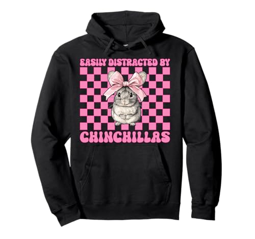 Leicht abgelenkt von Chinchillas Chinchilla Pet Girl Mom Pullover Hoodie Leicht abgelenkt von Chinchillas Chinchilla Pet Girl Mom Pullover Hoodie von Womens Pink Coquette Bow Chinchilla Pet Gifts