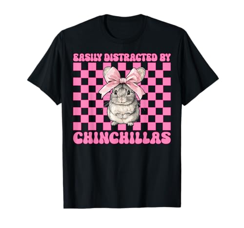 Leicht abgelenkt von Chinchillas Chinchilla Pet Girl Mom T-Shirt von Womens Pink Coquette Bow Chinchilla Pet Gifts
