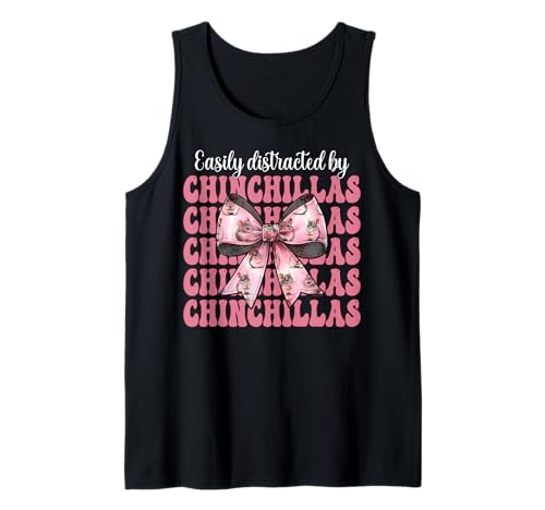 Leicht abgelenkt von Chinchillas Chinchilla Pet Girl Mom Tank Top von Womens Pink Coquette Bow Chinchilla Pet Gifts