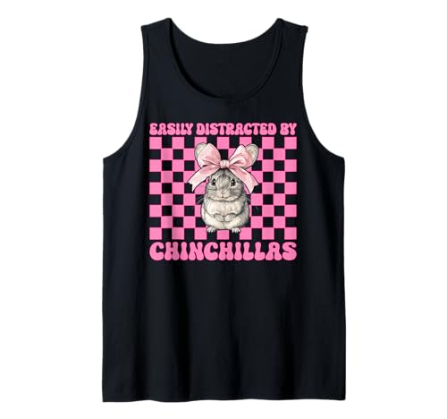 Leicht abgelenkt von Chinchillas Chinchilla Pet Girl Mom Tank Top von Womens Pink Coquette Bow Chinchilla Pet Gifts