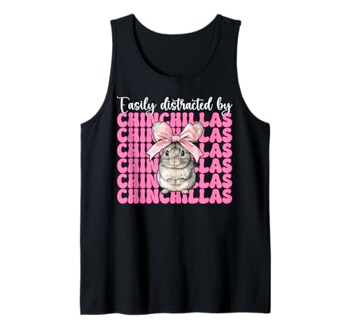 Leicht abgelenkt von Chinchillas Chinchilla Pet Girl Mom Tank Top von Womens Pink Coquette Bow Chinchilla Pet Gifts
