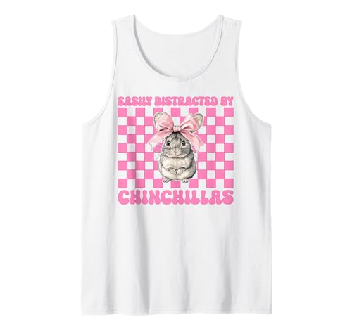 Leicht abgelenkt von Chinchillas Chinchilla Pet Girl Mom Tank Top von Womens Pink Coquette Bow Chinchilla Pet Gifts