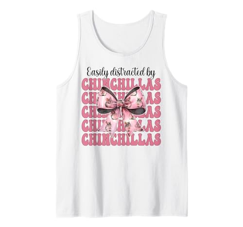 Leicht abgelenkt von Chinchillas Chinchilla Pet Girl Mom Tank Top von Womens Pink Coquette Bow Chinchilla Pet Gifts