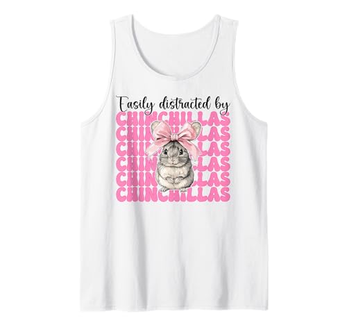 Leicht abgelenkt von Chinchillas Chinchilla Pet Girl Mom Tank Top von Womens Pink Coquette Bow Chinchilla Pet Gifts