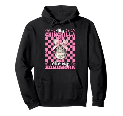 Meine Chinchilla hat Meine Hausaufgaben gegessen Lustiges Haustier Mädchen Mama Kokette Pullover Hoodie Meine Chinchilla hat Meine Hausaufgaben gegessen Lustiges Haustier Mädchen Mama Kokette Pullover Hoodie von Womens Pink Coquette Bow Chinchilla Pet Gifts