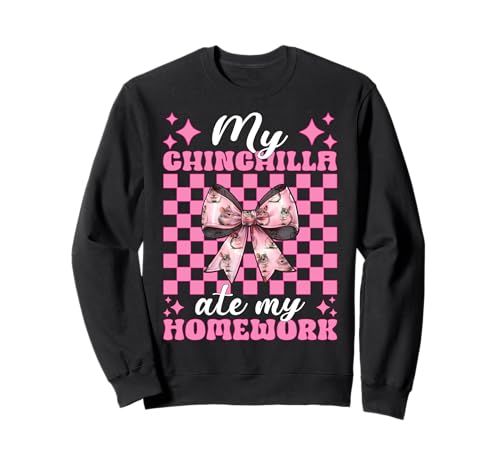 Meine Chinchilla hat Meine Hausaufgaben gegessen Lustiges Haustier Mädchen Mama Kokette Sweatshirt Meine Chinchilla hat Meine Hausaufgaben gegessen Lustiges Haustier Mädchen Mama Kokette Sweatshirt von Womens Pink Coquette Bow Chinchilla Pet Gifts