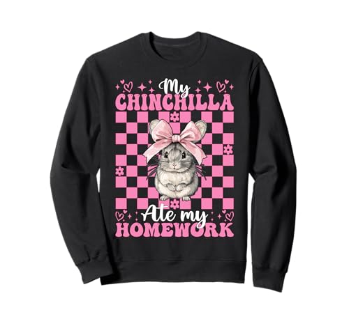 Meine Chinchilla hat Meine Hausaufgaben gegessen Lustiges Haustier Mädchen Mama Kokette Sweatshirt Meine Chinchilla hat Meine Hausaufgaben gegessen Lustiges Haustier Mädchen Mama Kokette Sweatshirt von Womens Pink Coquette Bow Chinchilla Pet Gifts