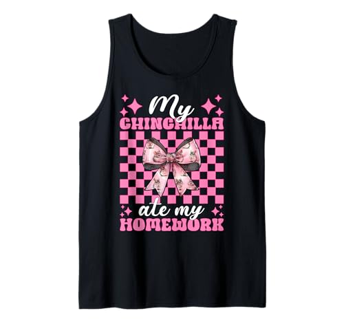 Meine Chinchilla hat Meine Hausaufgaben gegessen Lustiges Haustier Mädchen Mama Kokette Tank Top von Womens Pink Coquette Bow Chinchilla Pet Gifts
