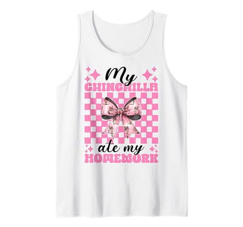 Meine Chinchilla hat Meine Hausaufgaben gegessen Lustiges Haustier Mädchen Mama Kokette Tank Top von Womens Pink Coquette Bow Chinchilla Pet Gifts