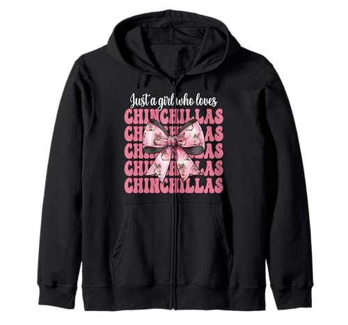 Nur EIN Mädchen, das Chinchillas liebt Chinchilla Pet Coquette Kapuzenjacke von Womens Pink Coquette Bow Chinchilla Pet Gifts