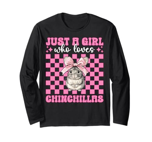 Nur EIN Mädchen, das Chinchillas liebt Chinchilla Pet Coquette Langarmshirt von Womens Pink Coquette Bow Chinchilla Pet Gifts