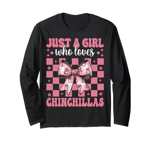 Nur EIN Mädchen, das Chinchillas liebt Chinchilla Pet Coquette Langarmshirt von Womens Pink Coquette Bow Chinchilla Pet Gifts
