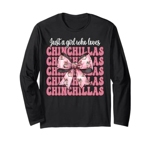 Nur EIN Mädchen, das Chinchillas liebt Chinchilla Pet Coquette Langarmshirt von Womens Pink Coquette Bow Chinchilla Pet Gifts