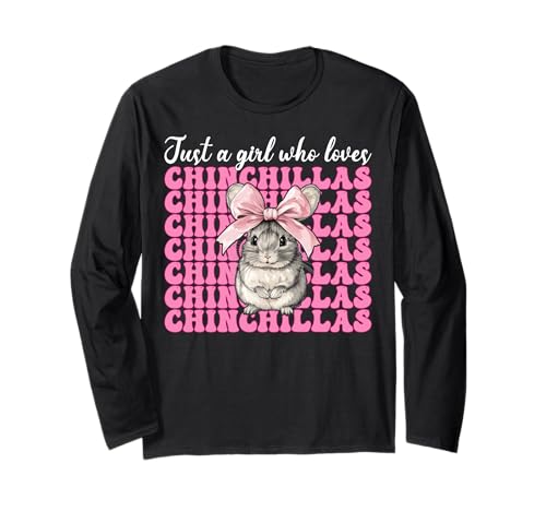 Nur EIN Mädchen, das Chinchillas liebt Chinchilla Pet Coquette Langarmshirt von Womens Pink Coquette Bow Chinchilla Pet Gifts