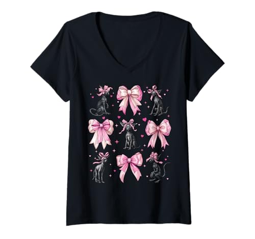 Damen Chupacabra Cryptid Kryptozoologie Mädchen Kokette Schleife Rosa T-Shirt mit V-Ausschnitt Damen Chupacabra Cryptid Kryptozoologie Mädchen Kokette Schleife Rosa T-Shirt mit V-Ausschnitt von Womens Pink Coquette Bow Chupacabra Cryptid Gifts