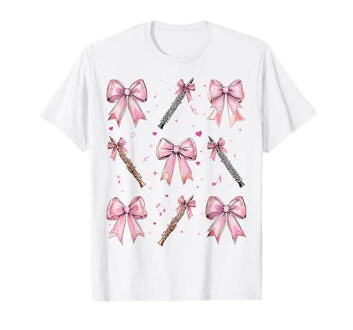 Klarinetteninstrument Klarinettist Mädchen Kokette Bogen Rosa Mama T-Shirt von Womens Pink Coquette Bow Clarinet Instrument Gifts