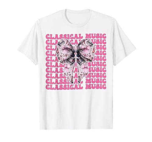 Klassische Musik Klassische Musikinstrumente Mädchen Kokette Bogen T-Shirt von Womens Pink Coquette Bow Classical Music Gifts