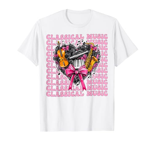 Klassische Musik Klassische Musikinstrumente Mädchen Kokette Bogen T-Shirt von Womens Pink Coquette Bow Classical Music Gifts