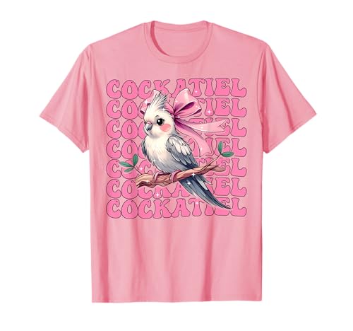 Kokette Schleife Nymphensittich Papagei Mädchen Mama Muttertag Rosa T-Shirt von Womens Pink Coquette Bow Cockatiel Parrot Gifts