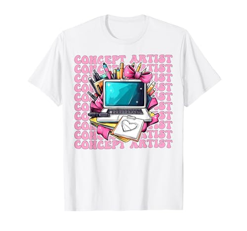 Konzeptkünstler, Laptop-Design, für Mädchen, Kokettenschleife, rosa Schleife T-Shirt Konzeptkünstler, Laptop-Design, für Mädchen, Kokettenschleife, rosa Schleife T-Shirt von Womens Pink Coquette Bow Concept Artist Art Gifts