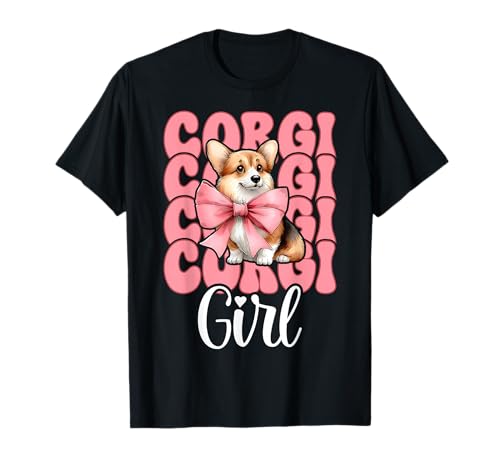 Corgi Mädchen Hund Rosa Kokette Schleife T-Shirt von Womens Pink Coquette Bow Corgi Dog Gifts