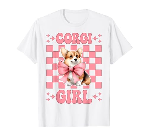 Corgi Mädchen Hund Rosa Kokette Schleife T-Shirt von Womens Pink Coquette Bow Corgi Dog Gifts