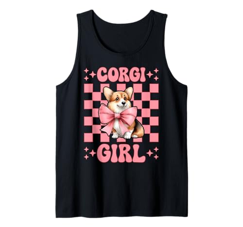 Corgi Mädchen Hund Rosa Kokette Schleife Tank Top von Womens Pink Coquette Bow Corgi Dog Gifts