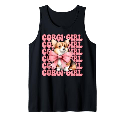 Corgi Mädchen Hund Rosa Kokette Schleife Tank Top von Womens Pink Coquette Bow Corgi Dog Gifts