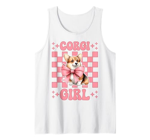 Corgi Mädchen Hund Rosa Kokette Schleife Tank Top von Womens Pink Coquette Bow Corgi Dog Gifts