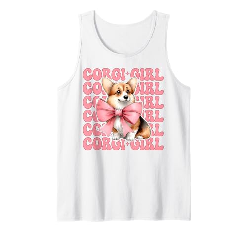 Corgi Mädchen Hund Rosa Kokette Schleife Tank Top von Womens Pink Coquette Bow Corgi Dog Gifts