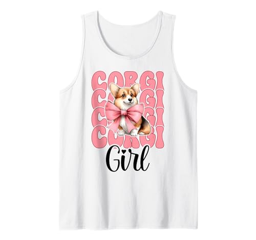 Corgi Mädchen Hund Rosa Kokette Schleife Tank Top von Womens Pink Coquette Bow Corgi Dog Gifts