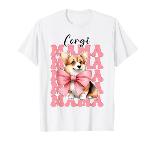 Corgi Mama Corgi Mom Dog Muttertag Kokette Schleife T-Shirt von Womens Pink Coquette Bow Corgi Dog Gifts