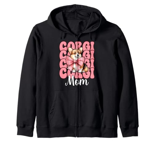 Corgi Mom Corgi Mama Hund Muttertag Kokette Schleife Kapuzenjacke Corgi Mom Corgi Mama Hund Muttertag Kokette Schleife Kapuzenjacke von Womens Pink Coquette Bow Corgi Dog Gifts