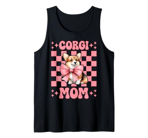 Corgi Mom Corgi Mama Hund Muttertag Kokette Schleife Tank Top von Womens Pink Coquette Bow Corgi Dog Gifts