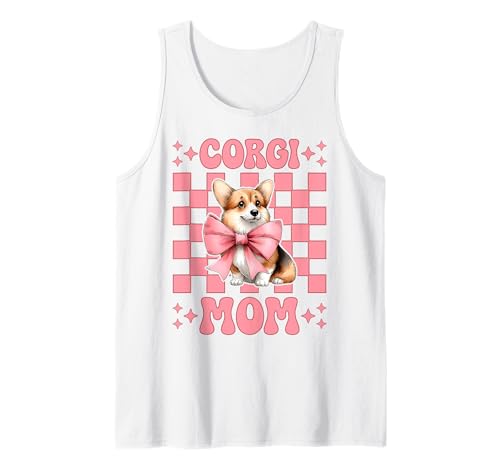 Corgi Mom Corgi Mama Hund Muttertag Kokette Schleife Tank Top von Womens Pink Coquette Bow Corgi Dog Gifts