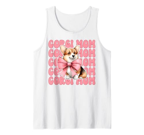 Corgi Mom Corgi Mama Hund Muttertag Kokette Schleife Tank Top von Womens Pink Coquette Bow Corgi Dog Gifts