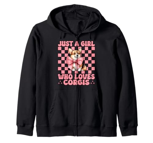 Just A Girl Who Loves Corgis Corgi Hundekokette Kapuzenjacke von Womens Pink Coquette Bow Corgi Dog Gifts