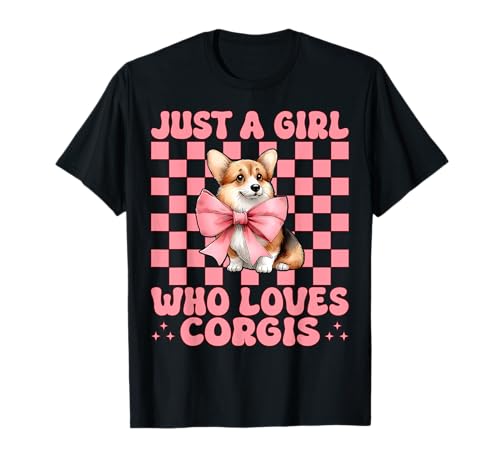 Just A Girl Who Loves Corgis Corgi Hundekokette T-Shirt von Womens Pink Coquette Bow Corgi Dog Gifts
