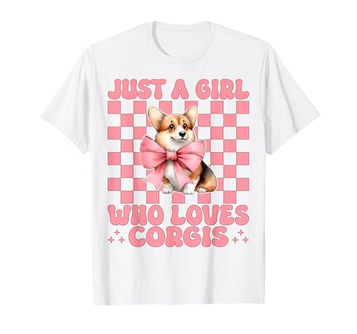 Just A Girl Who Loves Corgis Corgi Hundekokette T-Shirt von Womens Pink Coquette Bow Corgi Dog Gifts
