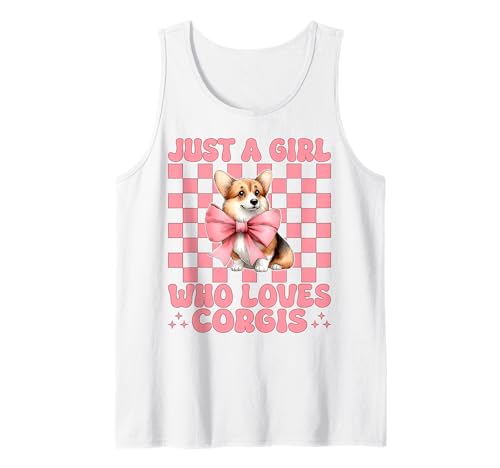 Just A Girl Who Loves Corgis Corgi Hundekokette Tank Top von Womens Pink Coquette Bow Corgi Dog Gifts