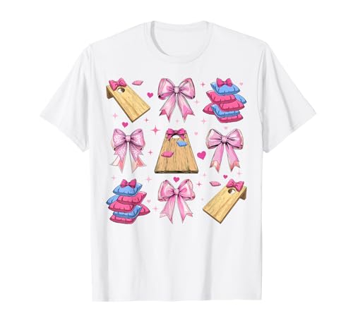 Cornhole Corn Hole Player für Mädchen, kokette Schleife, rosa, Mama T-Shirt von Womens Pink Coquette Bow Cornhole Corn Hole Gifts