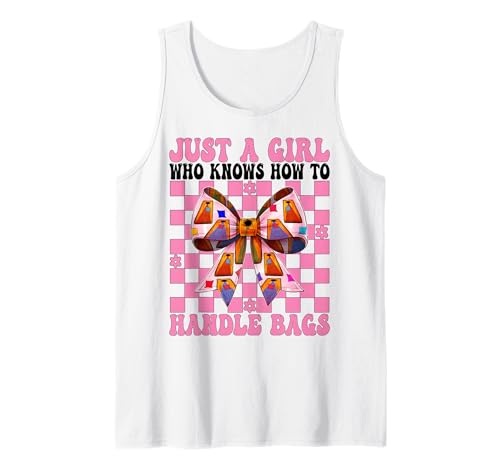 Cornhole Player Nur EIN Mädchen, das weiß, wie Man mit Taschen umgeht Tank Top von Womens Pink Coquette Bow Cornhole Player Gifts