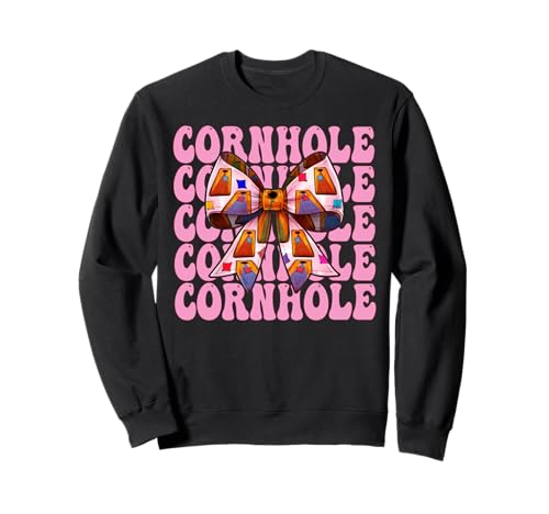 Cornhole Player Sitzsack Girl Mom Pink Coquette Bow Sweatshirt von Womens Pink Coquette Bow Cornhole Player Gifts