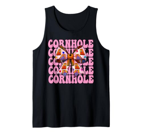 Cornhole Player Sitzsack Girl Mom Pink Coquette Bow Tank Top von Womens Pink Coquette Bow Cornhole Player Gifts