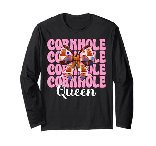 Cornhole Queen Cornhole Player Sitzsack Mädchen Mama Kokette Langarmshirt von Womens Pink Coquette Bow Cornhole Player Gifts