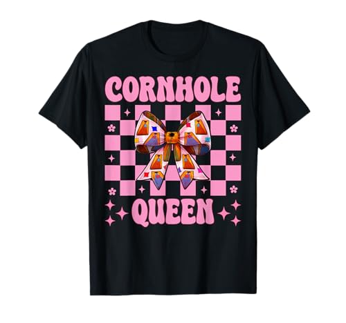 Cornhole Queen Cornhole Player Sitzsack Mädchen Mama Kokette T-Shirt von Womens Pink Coquette Bow Cornhole Player Gifts