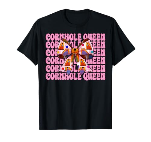 Cornhole Queen Cornhole Player Sitzsack Mädchen Mama Kokette T-Shirt von Womens Pink Coquette Bow Cornhole Player Gifts
