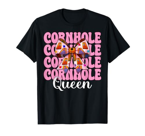 Cornhole Queen Cornhole Player Sitzsack Mädchen Mama Kokette T-Shirt von Womens Pink Coquette Bow Cornhole Player Gifts