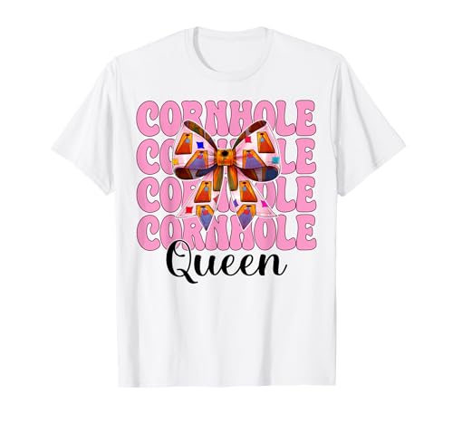 Cornhole Queen Cornhole Player Sitzsack Mädchen Mama Kokette T-Shirt von Womens Pink Coquette Bow Cornhole Player Gifts